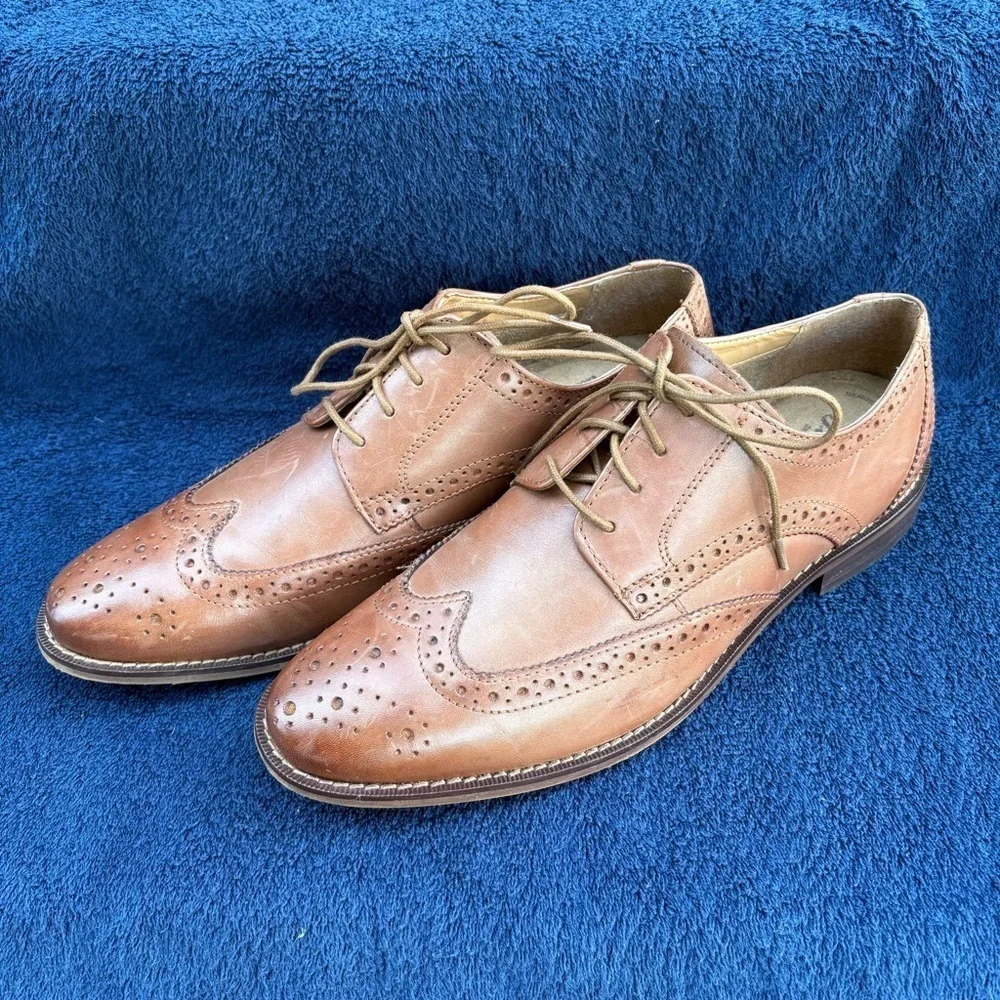 FLORSHEIM Men's Montinaro Wingtip Oxford Dress Shoes Brown Leather 8.5 D - Exc!!
